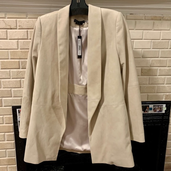 Alice + Olivia Xavier Suede Drape Jacket - Picture 4 of 6